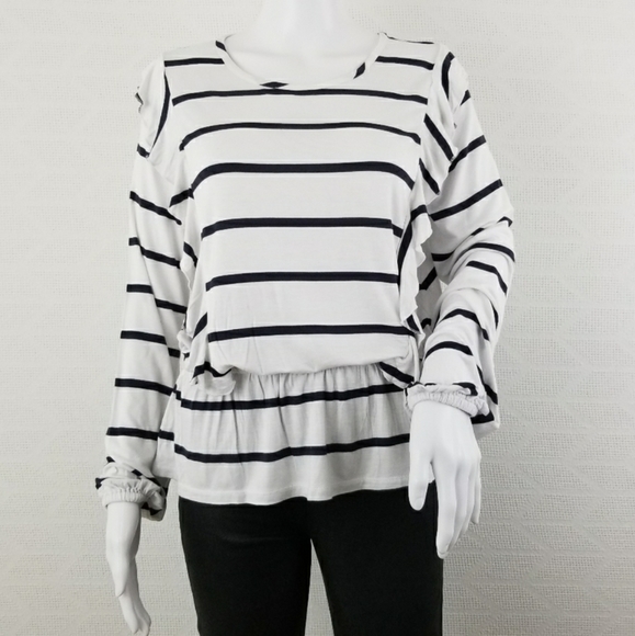 Chaser Tops - CHASER RUFFLE PINTUCK PEPLUM TOP